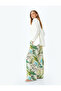 Floral Patterned Wide Leg Viscose Trousers with Pockets