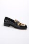 Black Color Patent Leather and Leopard Pattern Women's Casual Oxford Flat Shoes - 8