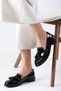 Iris Black Color Patent Leather Women's Oxford Daily Flat Shoes - 7