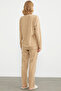 Embroidery Detailed Fleece Pajama Set - Camel - 5