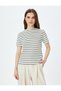 Slim Fit Crew Neck Short Sleeve Striped T-Shirt - 3