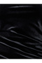 Slit Draped Velvet Long Dress with One Shoulder Metal Accessories - 6