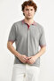 Polo Neck Short Sleeve Knitwear T-Shirt - Gray