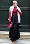 Black Wrinkled Pattern Midi Length Women's Skirt Mg2266