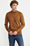 Men's Half-Turtleneck Knit Sweater - Mustard