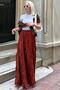 Burgundy Elastic Waist Wrinkled Micro Long Women's Skirt Mg2155 - 5