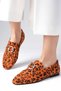 Myrcella Genuine Suede Orange Color Leopard Pattern Chain Accessory Blunt Toe Women's Loaf - 3