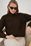 15917 Women's Turtleneck Oversize Knitwear Sweater - Brown