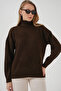 15917 Women's Turtleneck Oversize Knitwear Sweater - Brown - 3