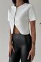Ecru Short Sleeve Four Button Ribbed Cardigan - 3
