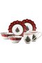 Toy's Delight Red Breakfast Set for 2 - Premium Porcelain Christmas Collection 6 Pieces - 3