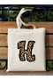 Leopard Letter K Patterned, Y2 Pinterest Retro Cloth Bag Tote Bag, Gift Bag - 2