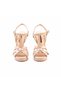 Women's Patent Leather Leather Sole Beige Shiny Evening & Evening Dress Sandals - 3