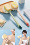 2-in-1 Shower Body Brush with Bristle and Fiber Cover Long Handle Practical Back Cleaning - 3