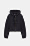 Women's Zippered Hooded Sweatshirt with Knitwear Look and Long Sleeves