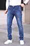 Men's Regular Fit Straight Leg Zipper Stretch Fabric Jeans Blue - 3