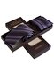 Purple Beige Brown Striped Gift Boxed Tie Handkerchief Set