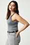 Katerbb Women's One Shoulder Knot Detail Sleeveless Gray Plus Size Blouse - 5