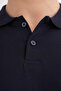 Men's 100% Cotton Navy Blue Polo Neck T-Shirt - 8