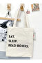 Y2K Eat Sleep Read Books Tote Raw Cloth Bag - Pinterest Bag - 3