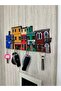 Colorful House Patterned Wooden Keychain Hallway Key Hanger - 3