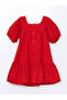 Lcw Kids Red Basic Lace Ribbed Girl's Dress - 2