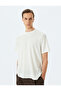 Crew Neck Short Sleeve Ecru Men's T-Shirt 5Sam10065Hk