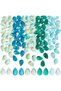 100 Pcs Teardrop Czech Glass Beads 5 Colors Transparent Crystal Beads with Glitter Gold Powder Wa...
