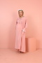 Salmon Ruffled Lace-Detail 2-Piece Maternity Nightdress Set with Robe - 3