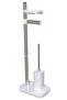 Sui Toilet Paper Holder + Toilet Brush - White