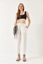 Women's White Linen Shalwar Trousers 80017 60271040 - 3