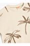 Palm Print Short Sleeve Crew Neck Cotton T-Shirt - 3