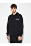 College Sweatshirt Hooded Printed Kangaroo Pocket Detailed Ribbon - 3