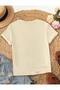 Women's Cream Double Floral Printed Trend Oversize Tshirt - 2