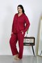 Women's Plus Size Cotton Pocket Buttoned Cherry Pajamas Set 202504 - 3