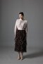 Women's Tulle Ruffled Lined Midi Length Bell Skirt Brown - 3