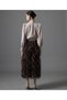 Women's Tulle Ruffled Lined Midi Length Bell Skirt Brown - 2