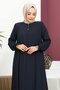 Medina Silk Mevlana Ferace - Navy Blue / F0123 - 3