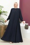 Medina Silk Mevlana Ferace - Navy Blue / F0123 - 2