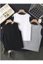 Boy's Zero Sleeve White-Grey-Black Astronauts Printed Combed Cotton T-Shirt - 2