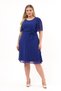 Apsen Women's Cobalt Blue Plus Size Angel Sleeve Midi Length Chiffon Dress 4257-110 - 6