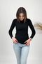 Women's Plush Long Sleeve Half Turtleneck Body Soft 1 Piece Black - 6