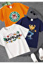 Teddy Printed 3 Pack Unisex Orange-Navy-White Kids T-Shirt