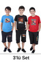 3-Piece California-Break-Let's Printed Boys' Short Sleeve Double Pocket Capri Bottom-Top Set