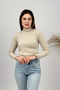 Women's Plush Long Sleeve Half Turtleneck Body Soft 1 Piece Beige - 3