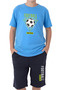 3-Piece Never-Skater-Football Printed Boys' Short Sleeve Double Pocket Capri Top and Bottom Set - 7