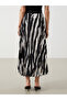 Lcwaikiki Classic Black Elastic Waist Patterned Women's Pleated Skirt - 4
