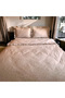 Valentine's Day Double Duvet Cover Set Minimal Heart Pattern Ruffled 4-Piece 100% Cotton - 4