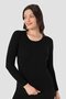 2 Pcs Women's Black T-Shirt Crew Neck Long Sleeve Undershirt Badi 100% Cotton Rib - 2
