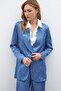Patterned Satin Jacket - Indigo - 3